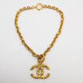 Chanel Pendant CC Logo Lava Gold Chain Vintage