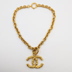 Chanel Pendant CC Logo Lava Gold Chain Vintage