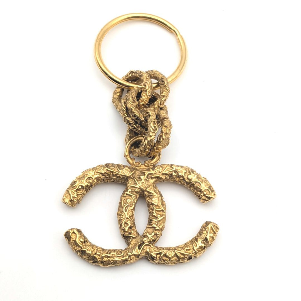 Chanel Charm Key Holder CC Logo Lava Gold Vintage