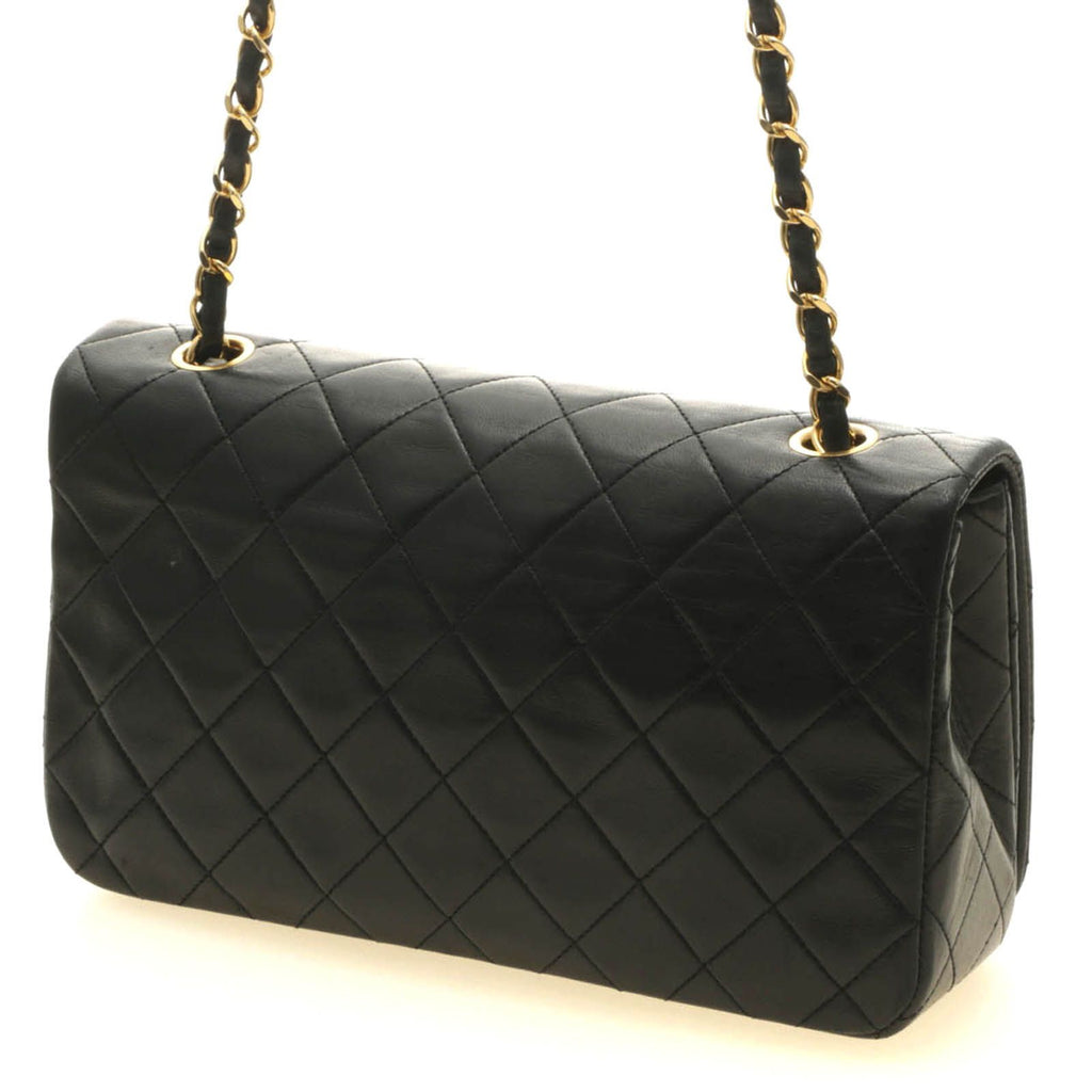 Chanel Quilted 23 Turnlock Full Flap Chain Shoulder Bag Black Gold Lambskin — view 2