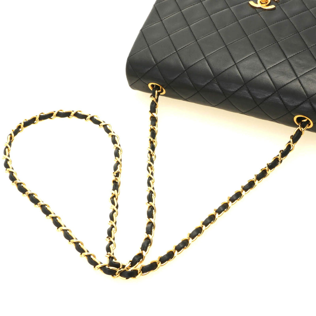 Chanel Quilted 23 Turnlock Full Flap Chain Shoulder Bag Black Gold Lambskin — view 4