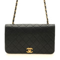 Chanel Quilted 23 Turnlock Full Flap Chain Shoulder Bag Black Gold Lambskin