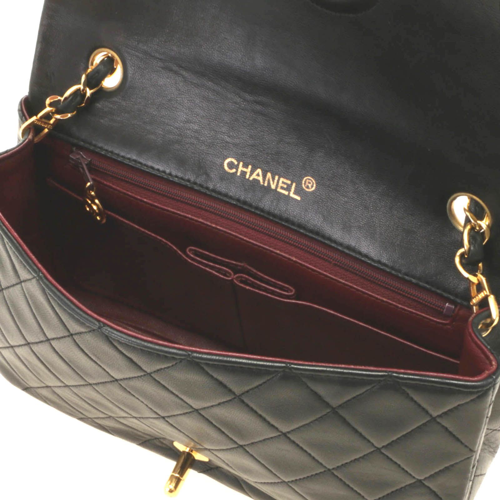 Chanel Quilted 23 Turnlock Full Flap Chain Shoulder Bag Black Gold Lambskin — view 7
