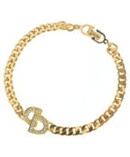 Dior Rhinestone Bracelet Bangle Gold