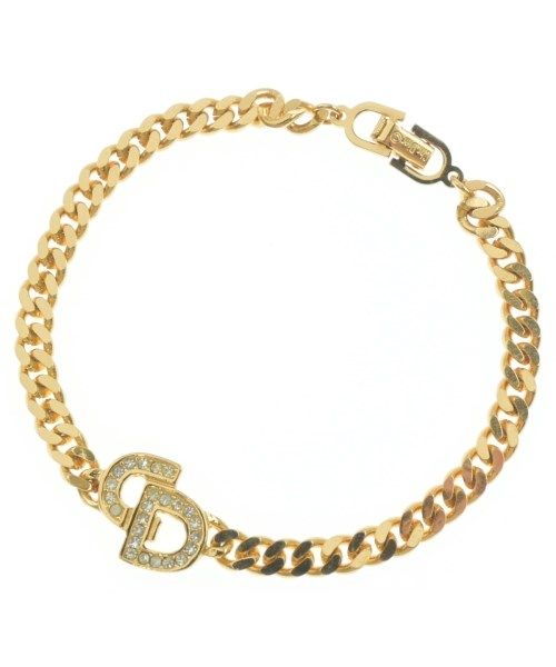 Dior Rhinestone Bracelet Bangle Gold
