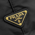 Prada Tote Bag Ribbon Nylon Nero Gold Black Logo Jacquard Fiocco — view 5
