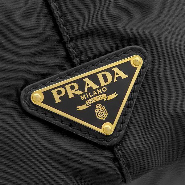 Prada Tote Bag Ribbon Nylon Nero Gold Black Logo Jacquard Fiocco — view 5