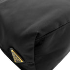 Prada Tote Bag Ribbon Nylon Nero Gold Black Logo Jacquard Fiocco — view 4
