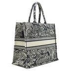 Dior Tote Bag Book Large Cotton Navy Toile de Jouy Reverse Embroidery — view 2