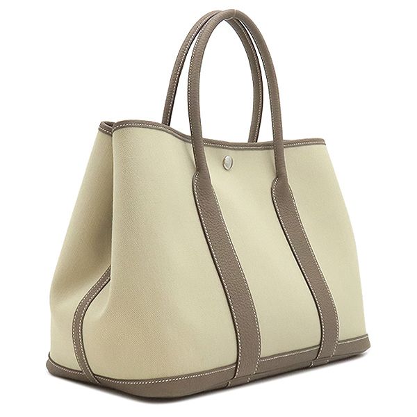 Hermes Tote Bag Garden Party PM 36 Negonda Ecru Etoupe Silver Brown — view 2