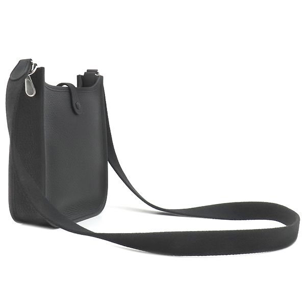 Hermes Shoulder Bag Evelyne TPM 16 Long Taurillon Clemence Black Silver — view 2