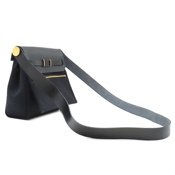 Hermes Shoulder Bag Herbag Zip 20 Mini Canvas Toile Hunter Black Gold — view 2