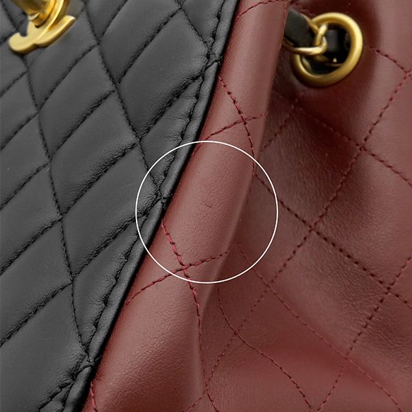 Chanel Shoulder Bag Quilted Small Bucket Lambskin Black Bordeaux Vintage — view 5