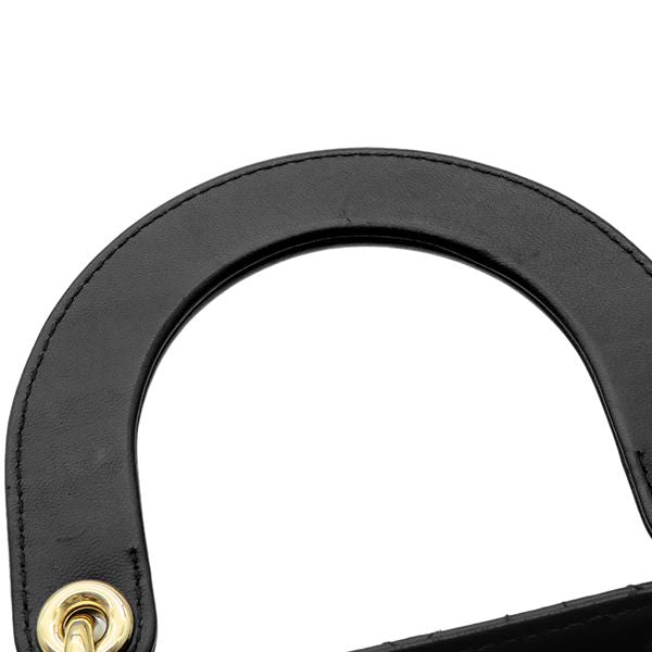 Dior 2-Way Bag Lady Small Lambskin Black Gold Shoulder Handbag Cannage — view 7