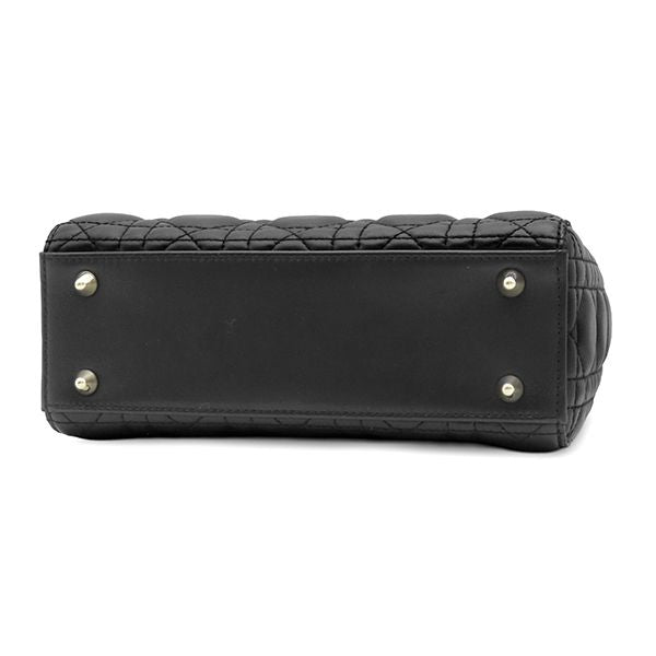 Dior 2-Way Bag Lady Small Lambskin Black Gold Shoulder Handbag Cannage — view 3