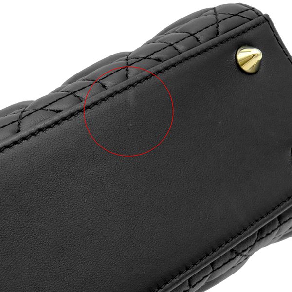 Dior 2-Way Bag Lady Small Lambskin Black Gold Shoulder Handbag Cannage — view 5