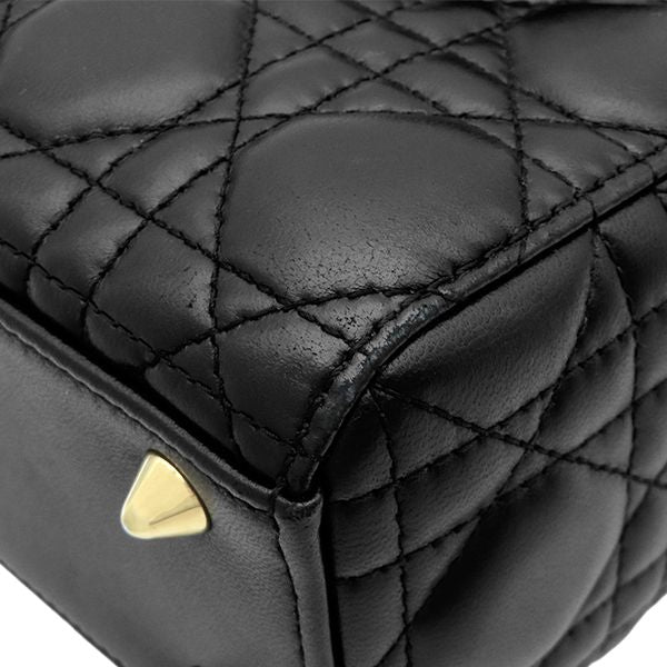 Dior 2-Way Bag Lady Small Lambskin Black Gold Shoulder Handbag Cannage — view 4