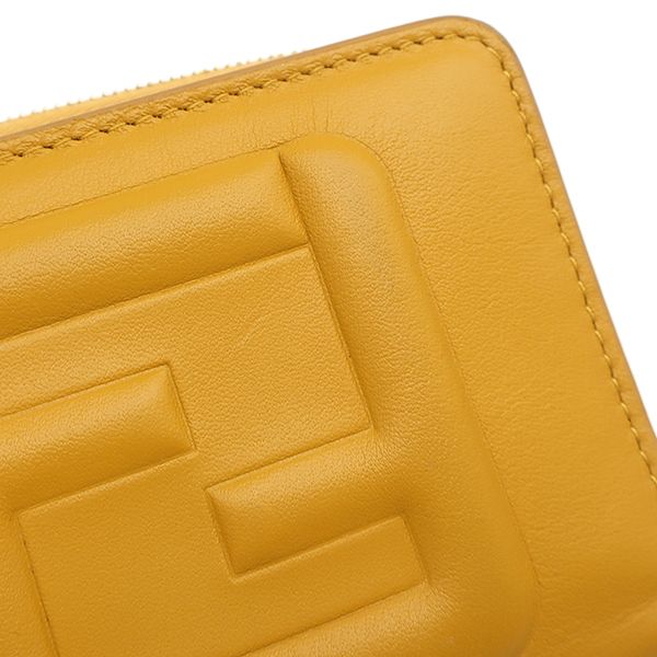 Fendi Bifold Wallet FF Cube Leather Yellow Gold Compact — view 8