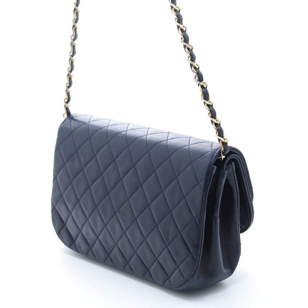 Chanel Quilted Half Moon Double Flap Chain Shoulder Navy Bag Lambskin — view 2