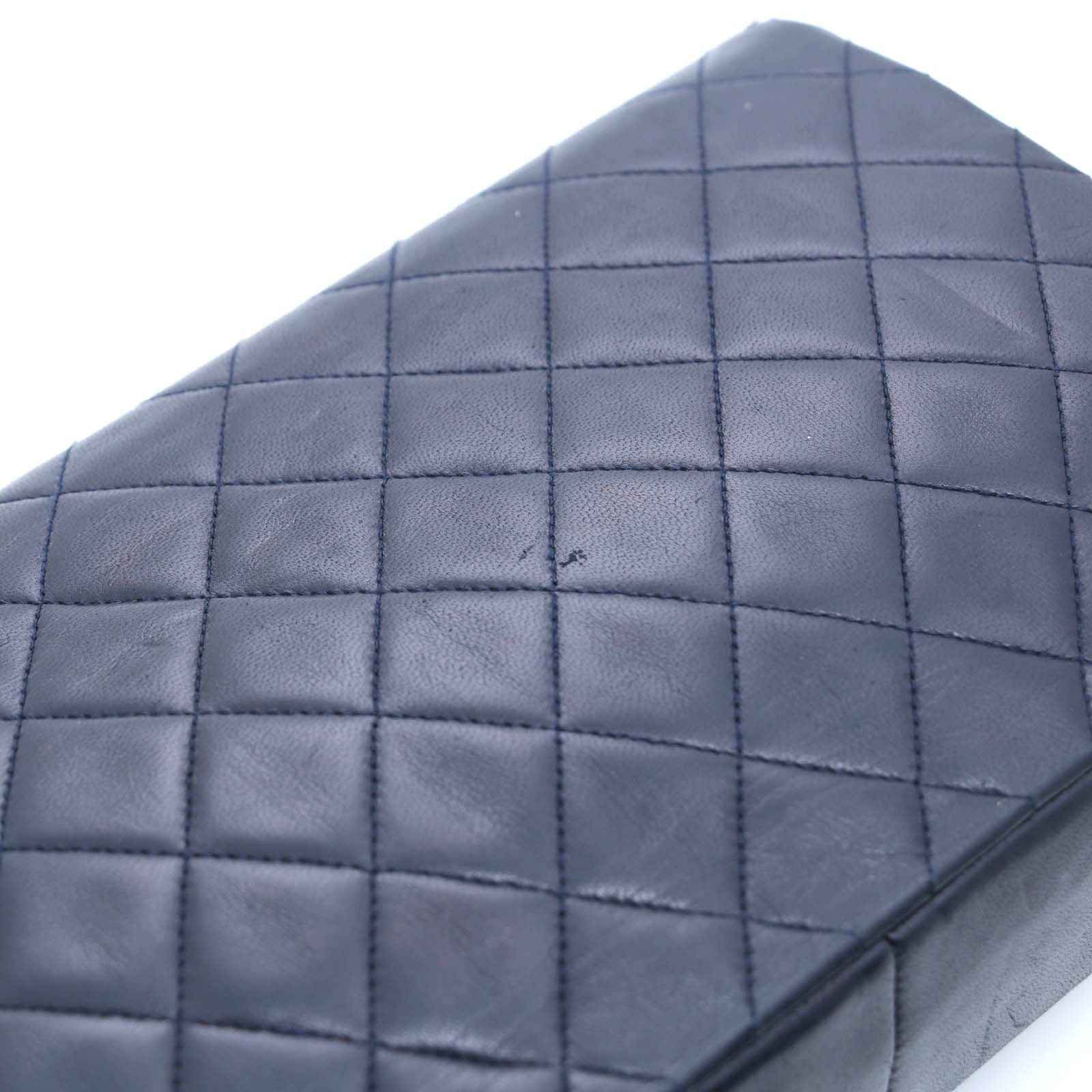 Chanel Quilted Half Moon Double Flap Chain Shoulder Navy Bag Lambskin — view 7