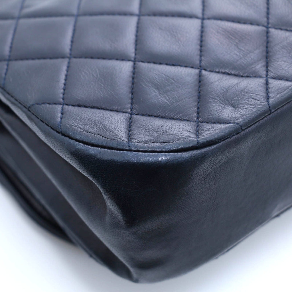 Chanel Quilted Half Moon Double Flap Chain Shoulder Navy Bag Lambskin — view 8