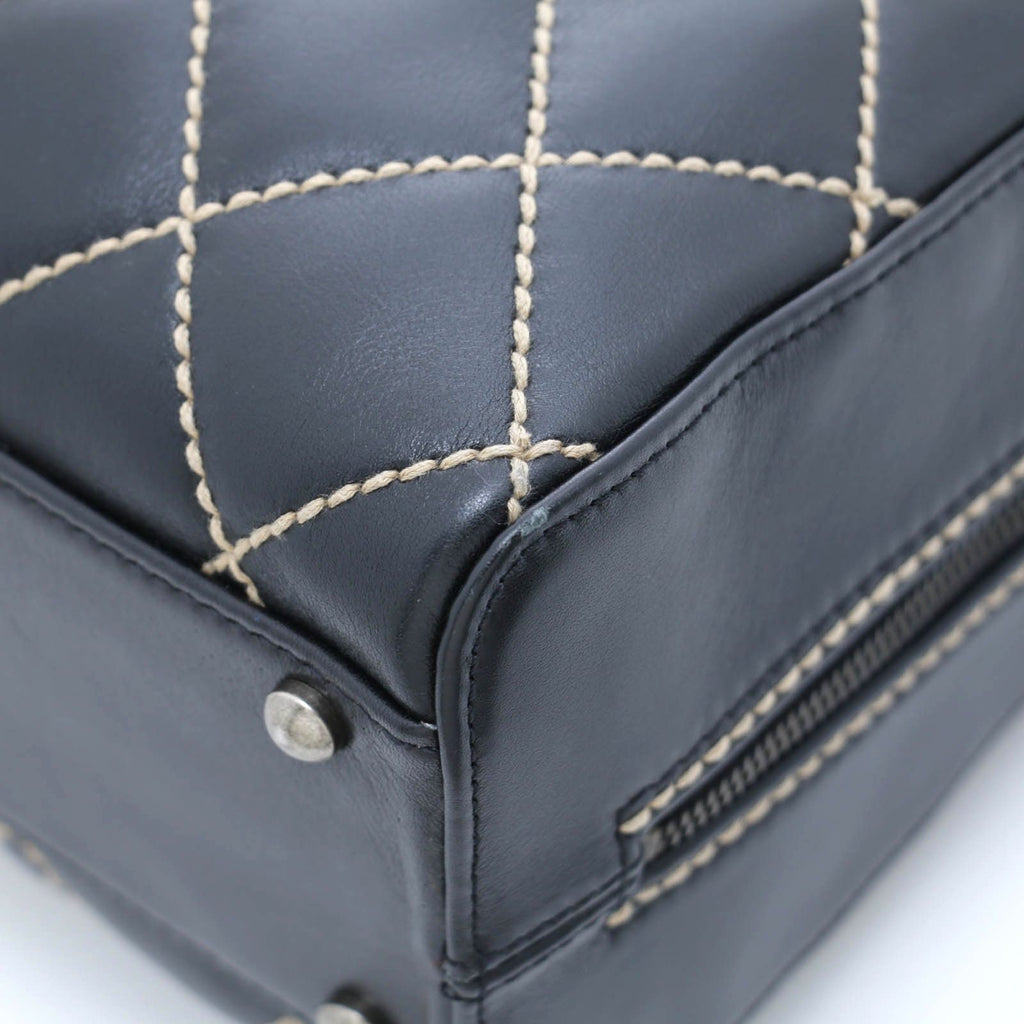 Chanel Wild Stitch Handbag Black Leather — view 8