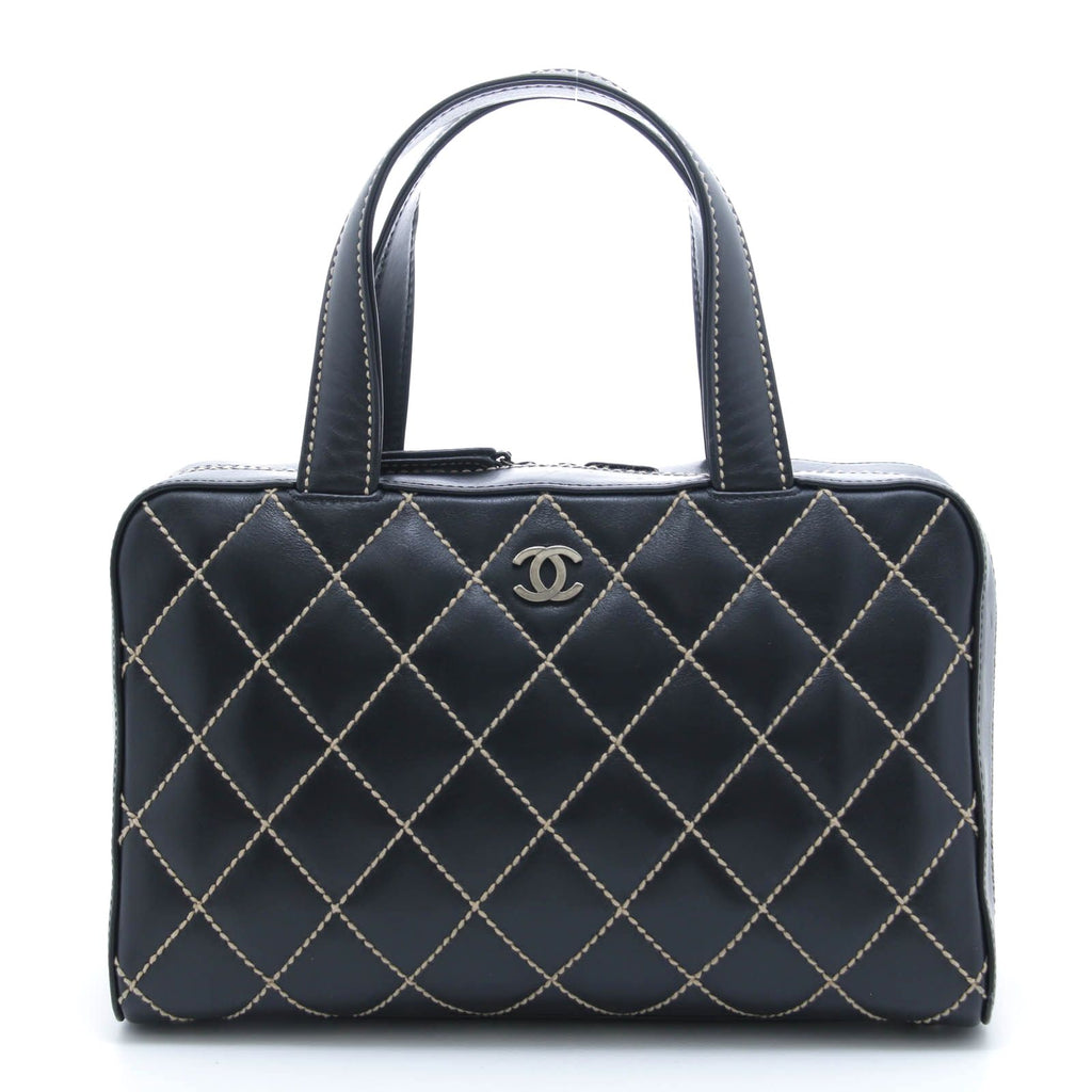 Chanel Wild Stitch Handbag Black Leather