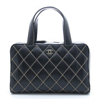 Chanel Wild Stitch Handbag Black Leather