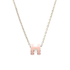 Hermes Pop H Mini Pink Silver Necklace