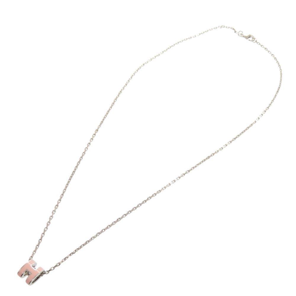 Hermes Pop H Mini Pink Silver Necklace — view 3