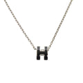 Hermes Pop H Mini Black Silver Necklace
