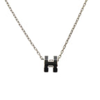 Hermes Pop H Mini Black Silver Necklace