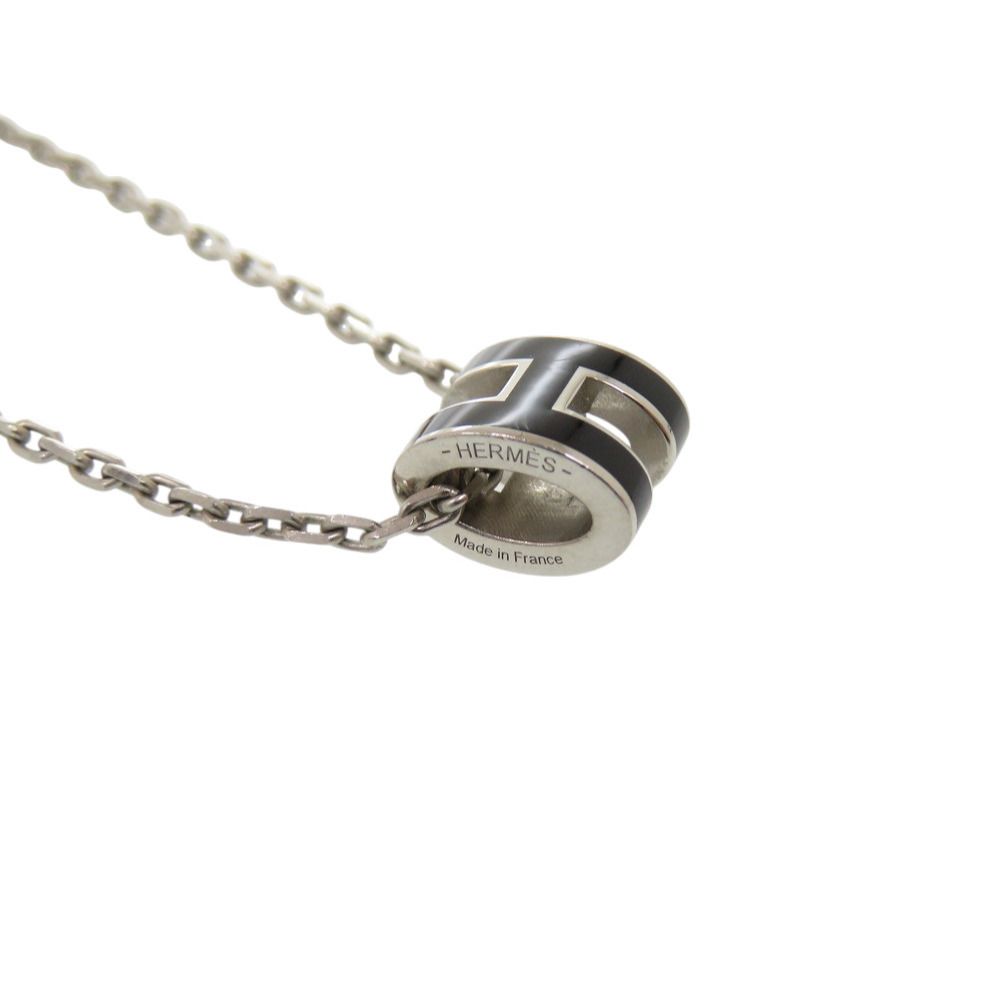 Hermes Pop H Mini Black Silver Necklace — view 3