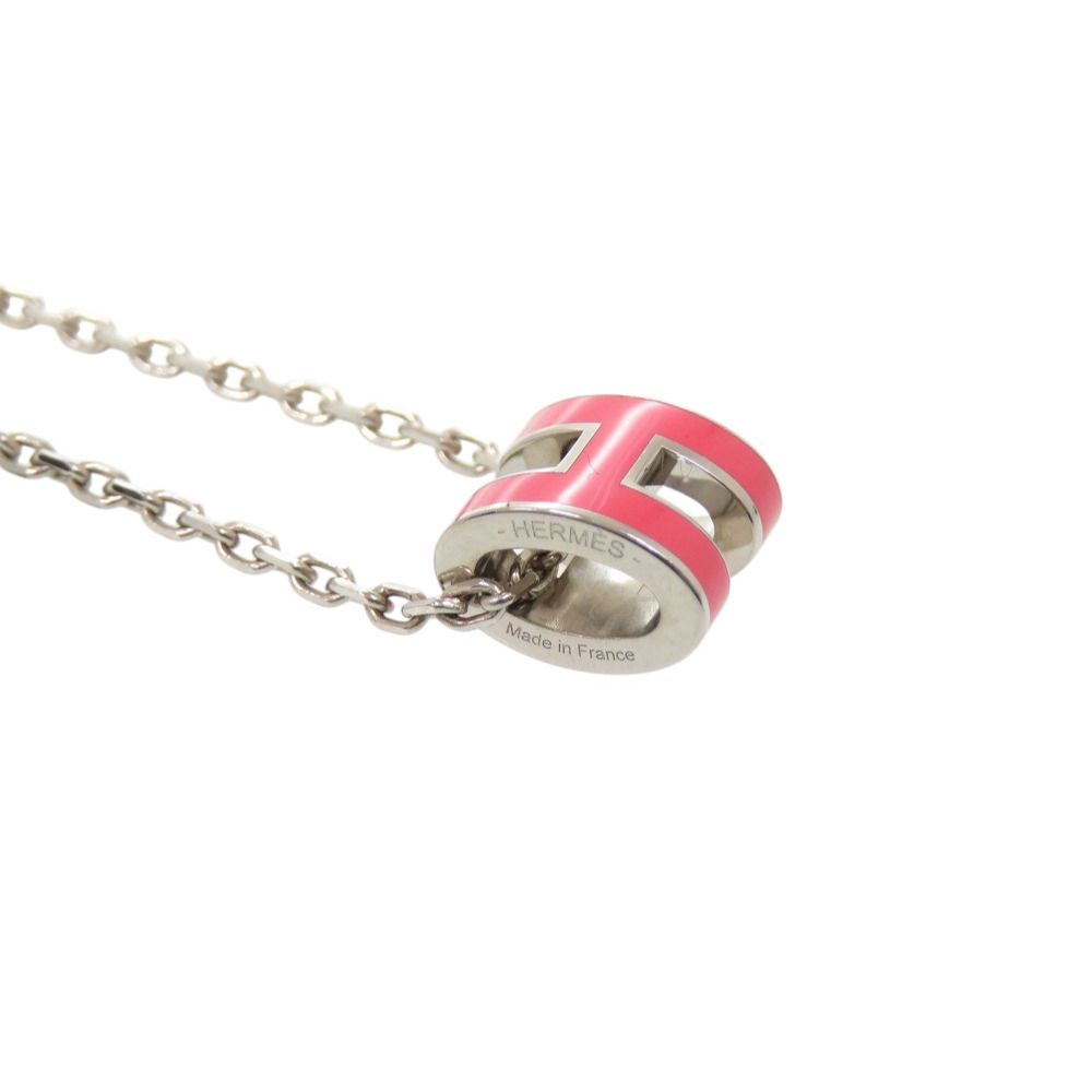 Hermes Pop H Mini Pink Silver Necklace — view 3