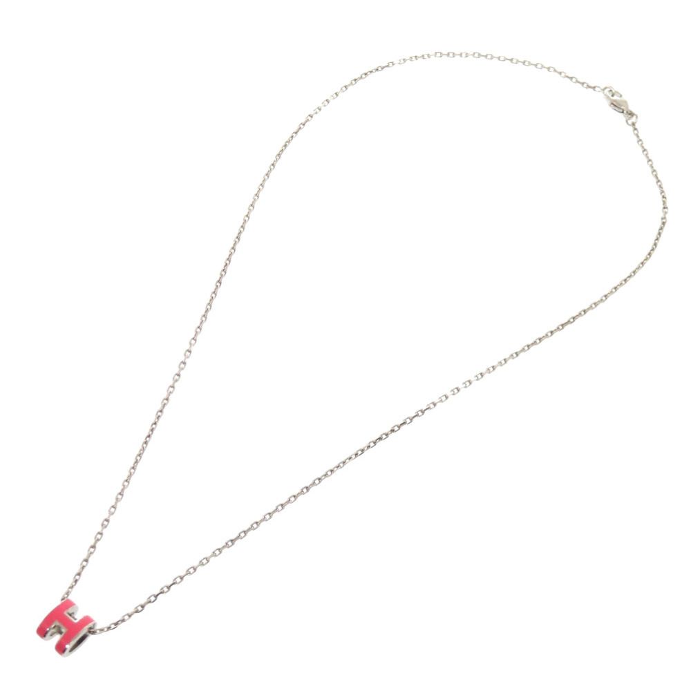 Hermes Pop H Mini Pink Silver Necklace — view 2
