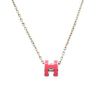 Hermes Pop H Mini Pink Silver Necklace