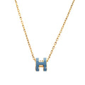 Hermes Pop H Mini Necklace Blue Gold