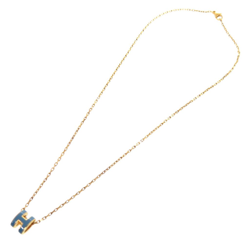 Hermes Pop H Mini Necklace Blue Gold — view 3