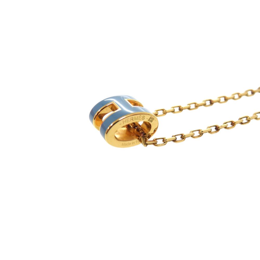 Hermes Pop H Mini Necklace Blue Gold — view 4