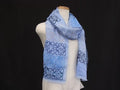 Loewe Anagram Wool Silk Fringe Shawl Blue Scarf