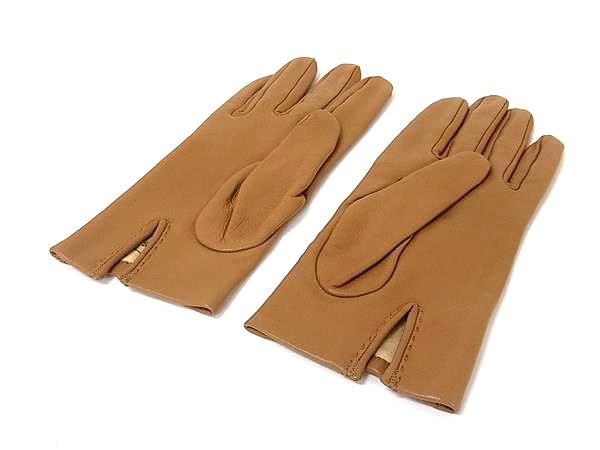 Hermes Leather Gloves Cold 7.5 Brown — view 2