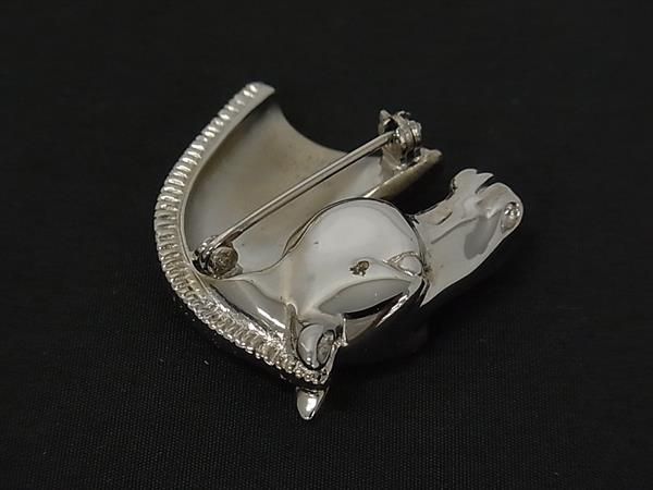 Hermes Cheval Horse Motif Brooch Pin Badge Silver — view 2