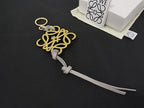 Loewe Anagram Leather Key Holder Bag Charm Greige Yellow