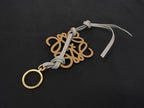 Loewe Anagram Leather Key Holder Bag Charm Greige Yellow — view 2