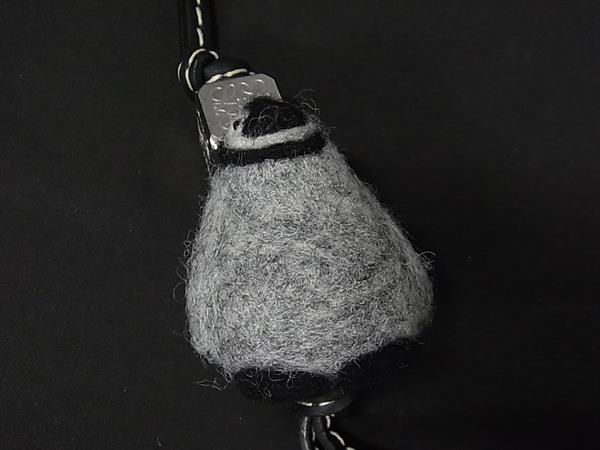 Loewe Anagram Leather Baby Penguin Key Holder Bag Charm Black Gray — view 2