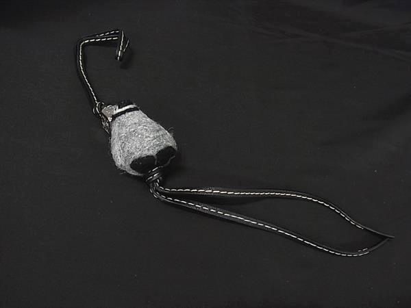 Loewe Anagram Leather Baby Penguin Key Holder Bag Charm Black Gray