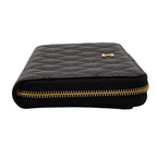 Chanel Classic Long Zip Wallet Caviar Leather Black Quilted Gold Genus — view 6