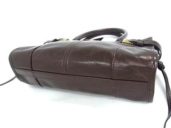 Prada Bonnie Leather 2-Way Handbag Shoulder Crossbody Brown Gold — view 4