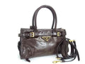 Prada Bonnie Leather 2-Way Handbag Shoulder Crossbody Brown Gold