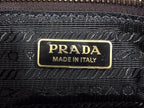 Prada Bonnie Leather 2-Way Handbag Shoulder Crossbody Brown Gold — view 6
